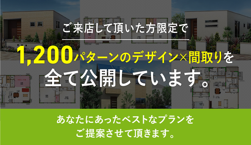 1200パターンのデザイン・間取りをすべて公開しています