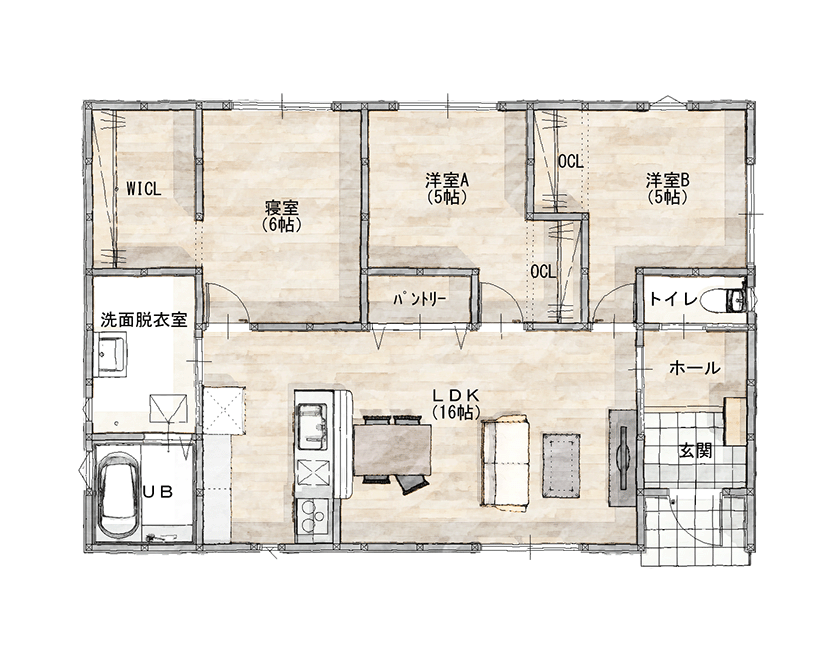 24坪 イエテラス平屋